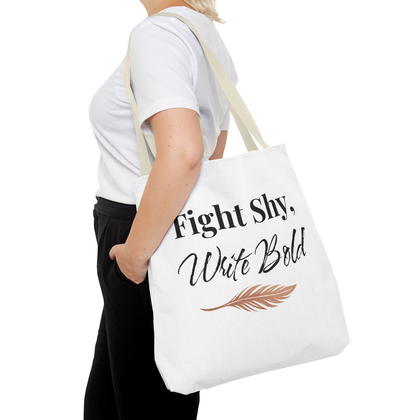 Inspiring Tote Bag - Fight Shy, Write Bold | Motivational Gift, Eco-Friendly Shopping Bag, Writer's Accessory, Daily Use