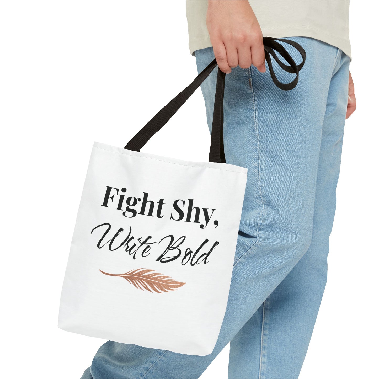 Inspiring Tote Bag - Fight Shy, Write Bold | Motivational Gift, Eco-Friendly Shopping Bag, Writer's Accessory, Daily Use