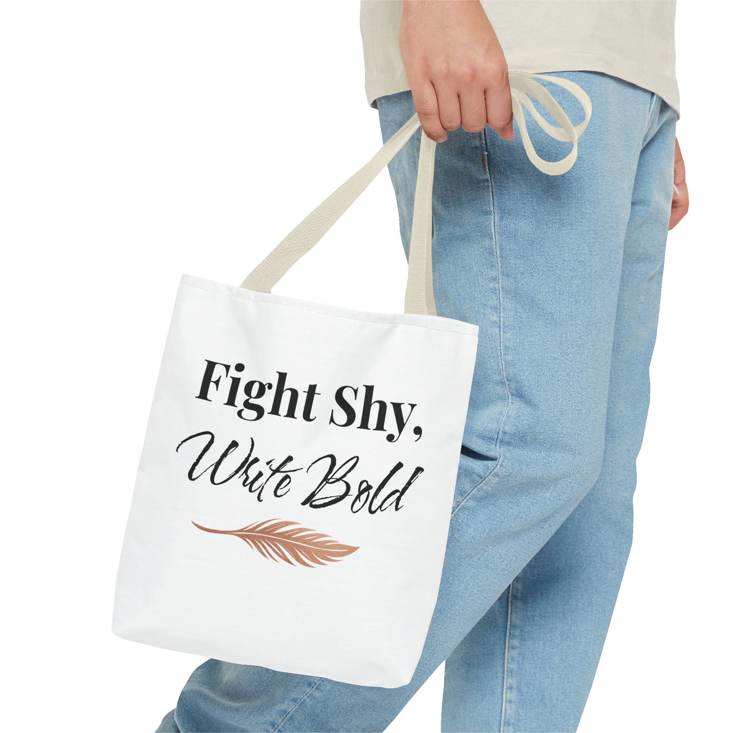 Inspiring Tote Bag - Fight Shy, Write Bold | Motivational Gift, Eco-Friendly Shopping Bag, Writer's Accessory, Daily Use