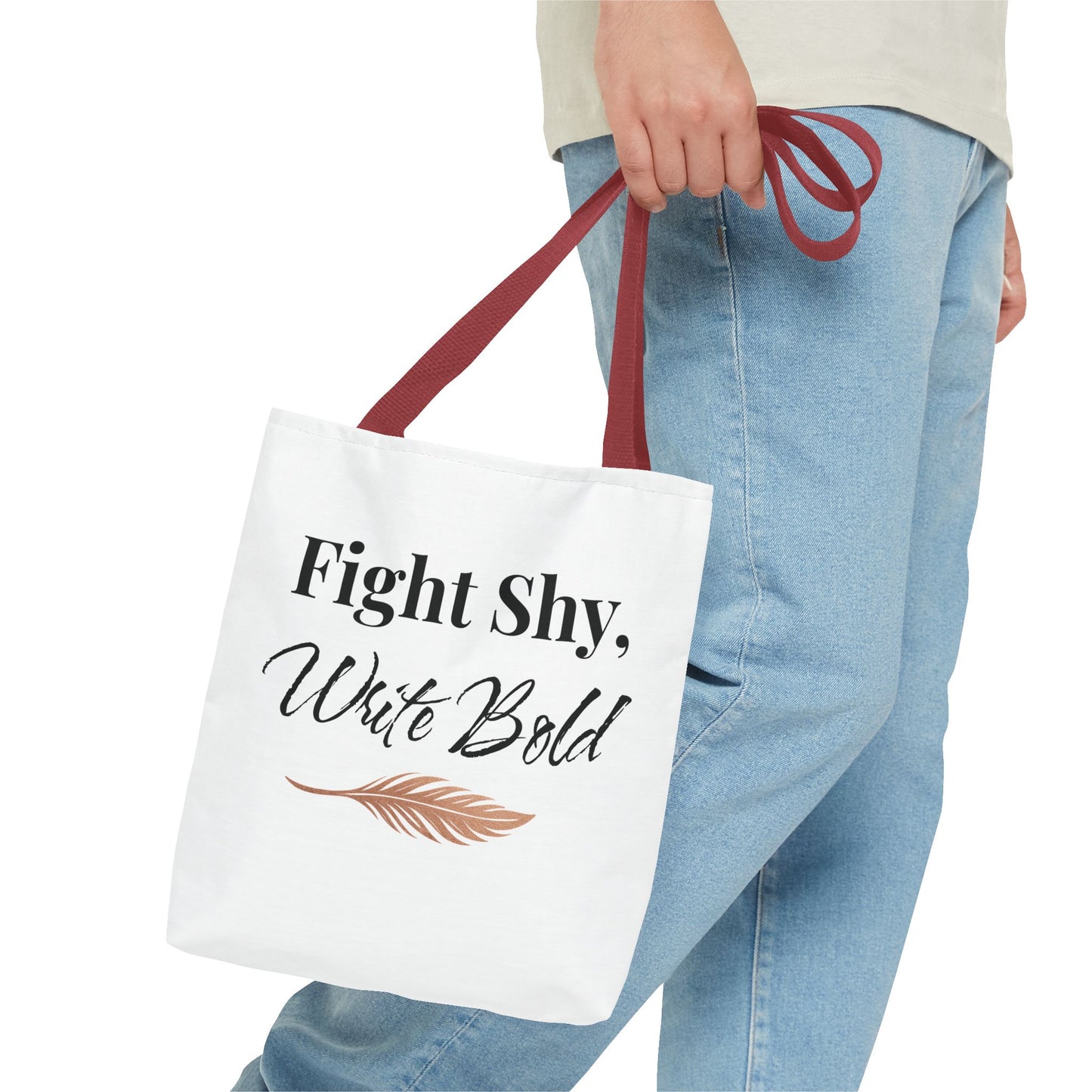 Inspiring Tote Bag - Fight Shy, Write Bold | Motivational Gift, Eco-Friendly Shopping Bag, Writer's Accessory, Daily Use