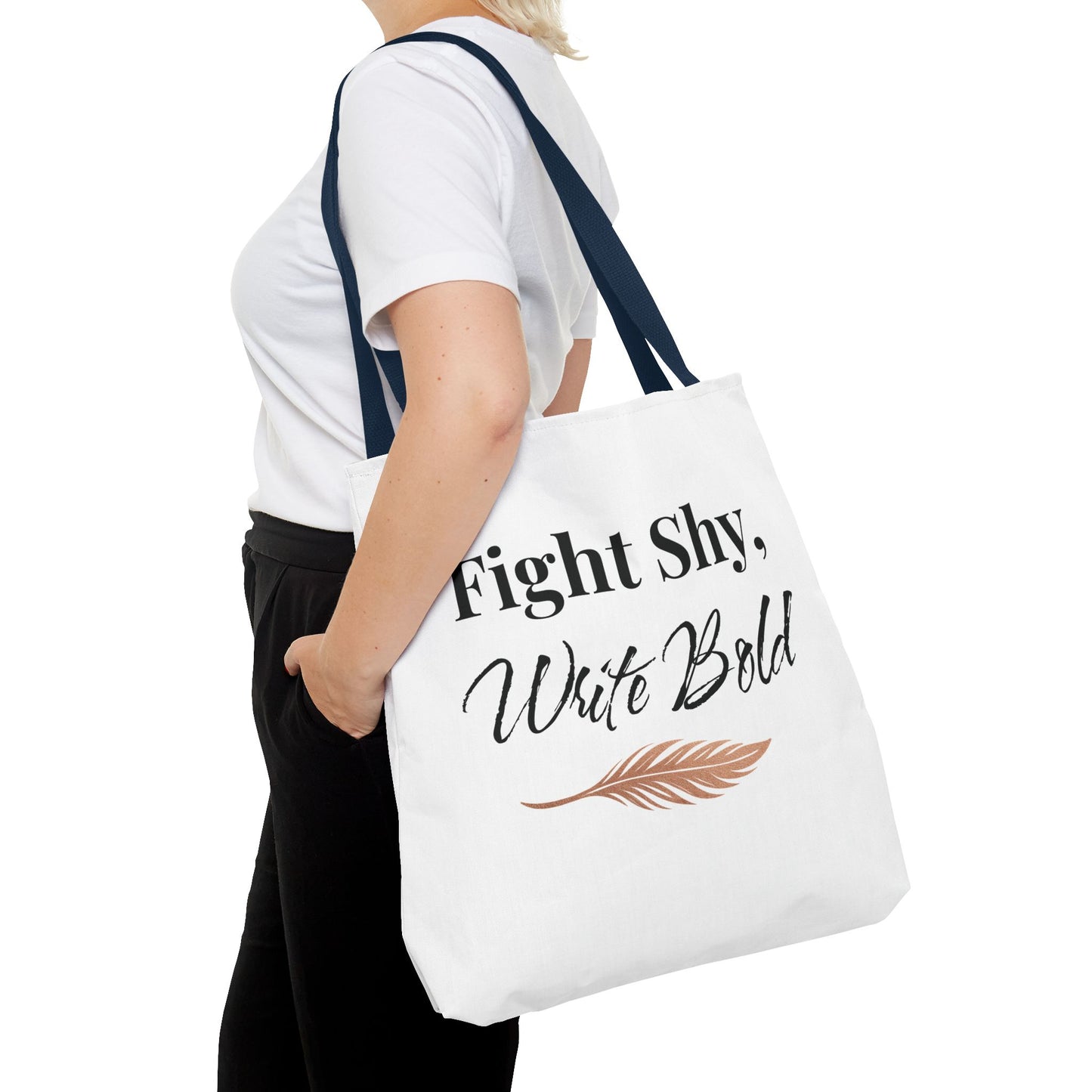 Inspiring Tote Bag - Fight Shy, Write Bold | Motivational Gift, Eco-Friendly Shopping Bag, Writer's Accessory, Daily Use