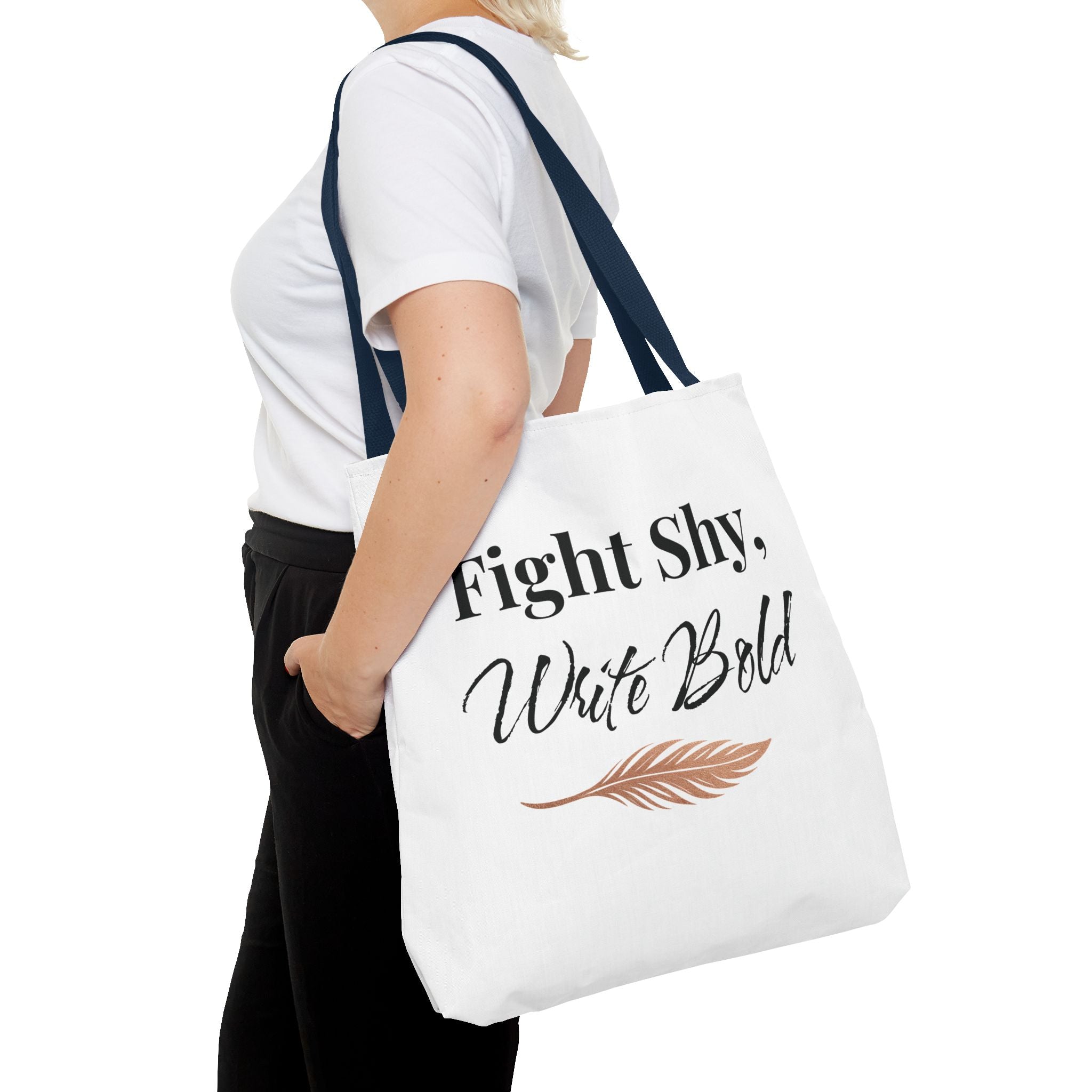 Inspiring Tote Bag - Fight Shy, Write Bold | Motivational Gift, Eco-Friendly Shopping Bag, Writer's Accessory, Daily Use