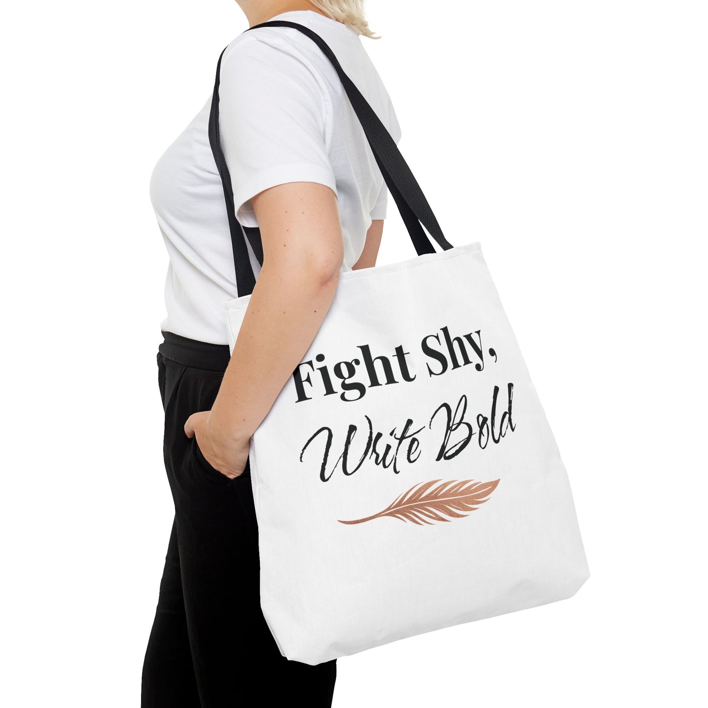 Inspiring Tote Bag - Fight Shy, Write Bold | Motivational Gift, Eco-Friendly Shopping Bag, Writer's Accessory, Daily Use