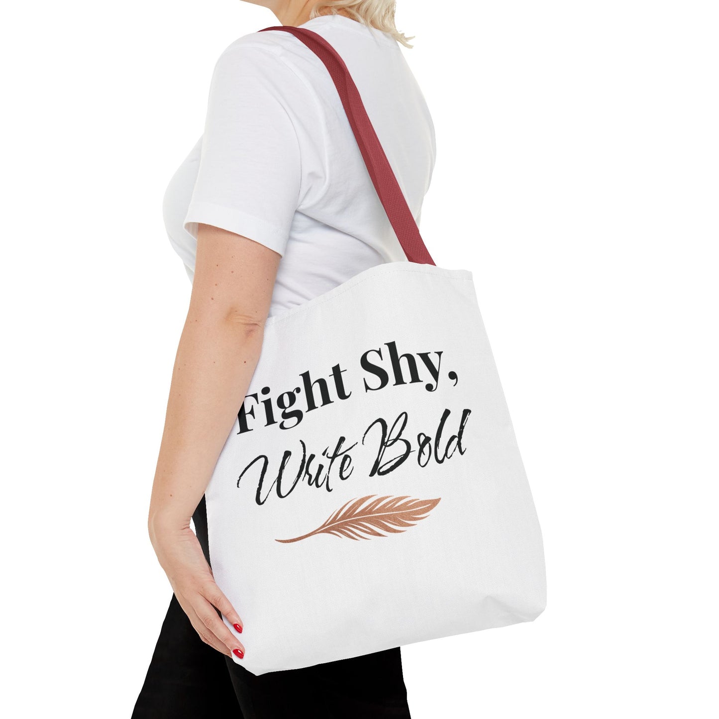 Inspiring Tote Bag - Fight Shy, Write Bold | Motivational Gift, Eco-Friendly Shopping Bag, Writer's Accessory, Daily Use