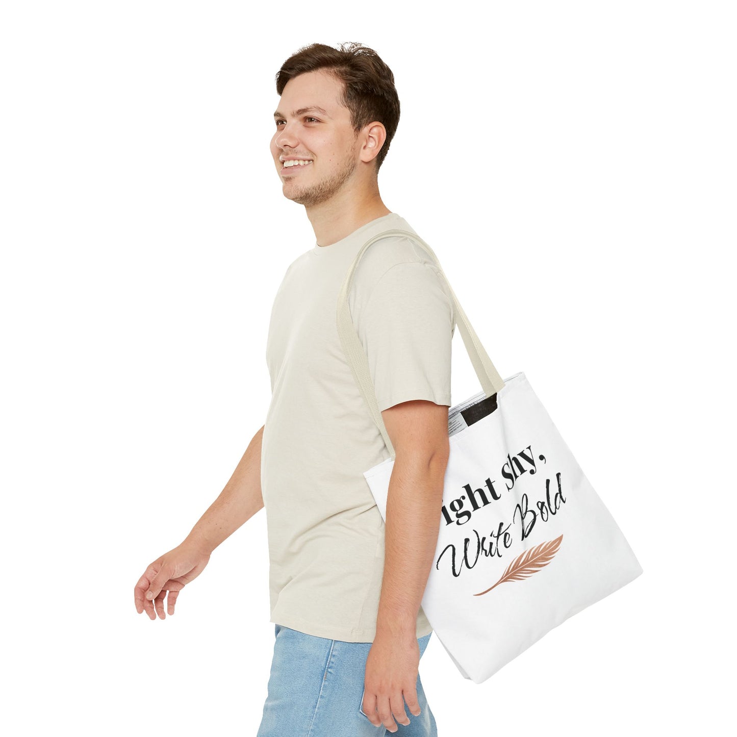 Inspiring Tote Bag - Fight Shy, Write Bold | Motivational Gift, Eco-Friendly Shopping Bag, Writer's Accessory, Daily Use