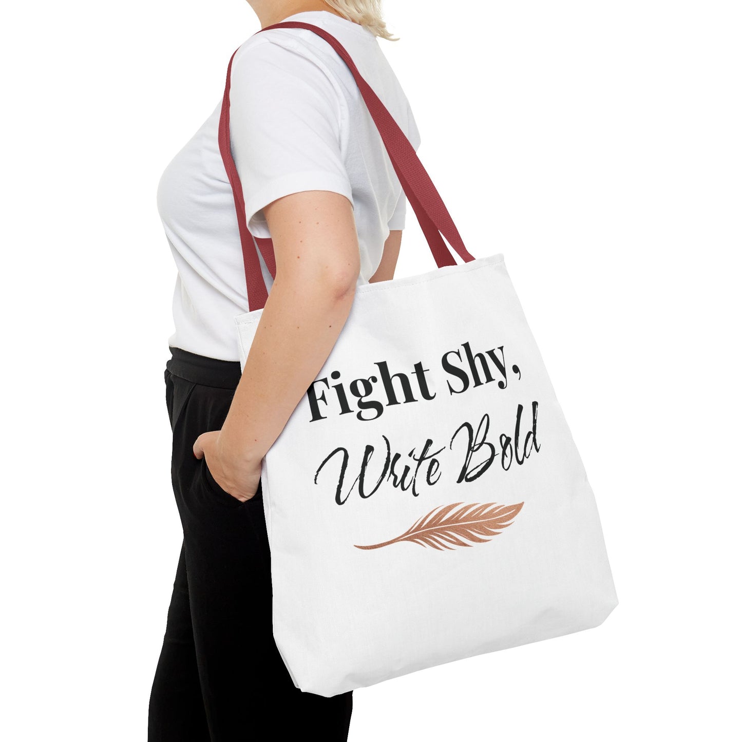 Inspiring Tote Bag - Fight Shy, Write Bold | Motivational Gift, Eco-Friendly Shopping Bag, Writer's Accessory, Daily Use