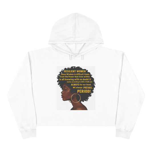 Resilient Women Crop Hoodie - Empowering Message for Strong Women