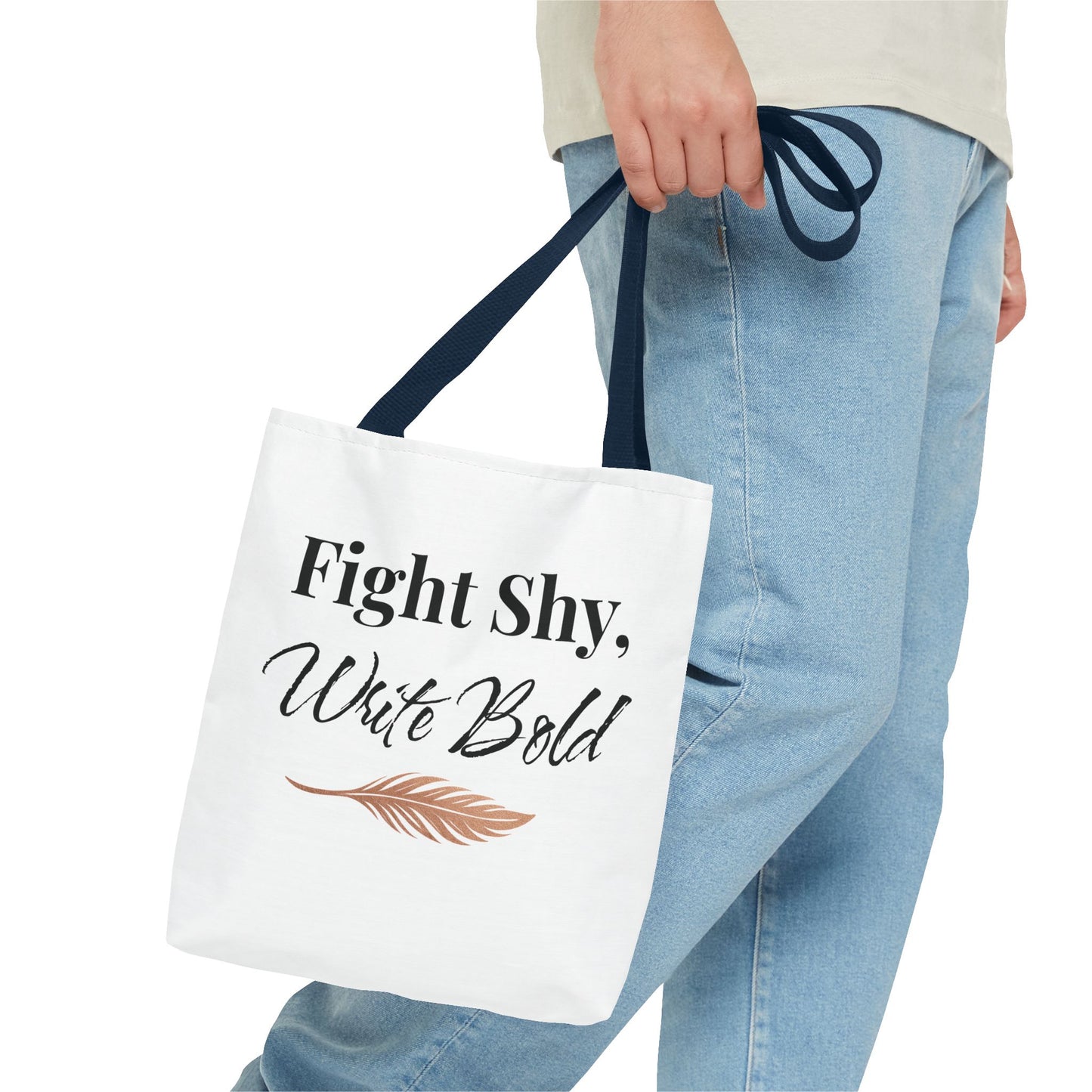 Inspiring Tote Bag - Fight Shy, Write Bold | Motivational Gift, Eco-Friendly Shopping Bag, Writer's Accessory, Daily Use