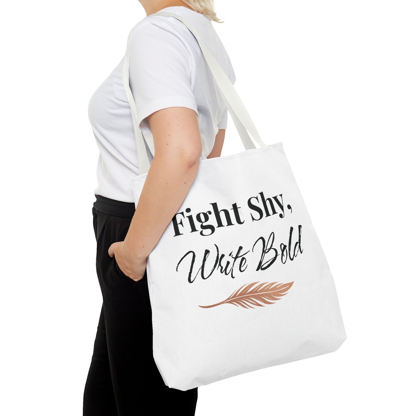 Inspiring Tote Bag - Fight Shy, Write Bold | Motivational Gift, Eco-Friendly Shopping Bag, Writer's Accessory, Daily Use